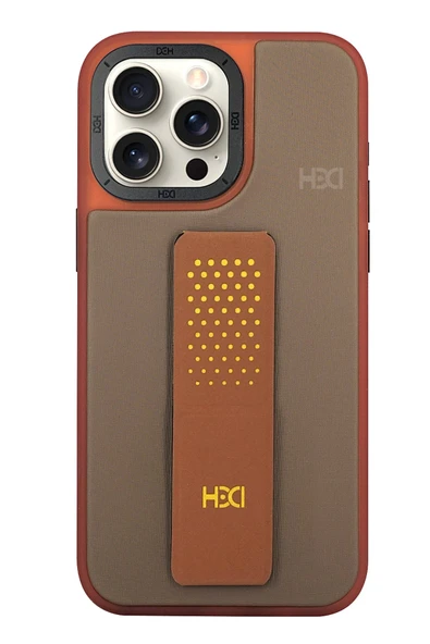 Fuchsia iPhone 15 Pro ile Uyumlu HBC-239 Colombo Standlı Kapak - Kahverengi ürün görseli 1