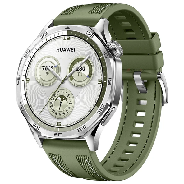 Huawei Watch GT3 46mm GT3 Pro GT3 Se ile Uyumlu Metal Tokalı Dikiş Detaylı Şık Dokuma Silikon Kordon  Haki ürün görseli 1