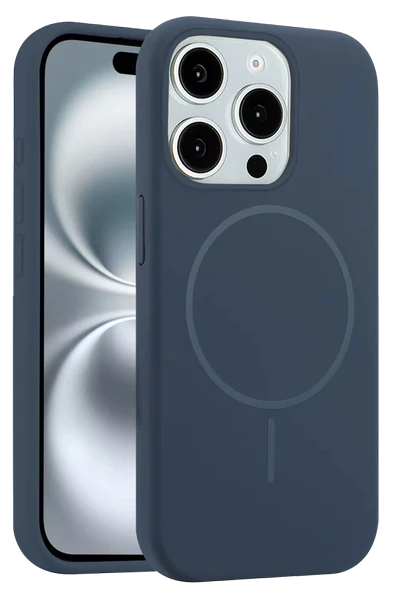 Fuchsia iPhone 15 Pro Max ile Uyumlu Kılıf Jully Kablosuz Şarj Özellikli Kapak - Lacivert ürün görseli 1