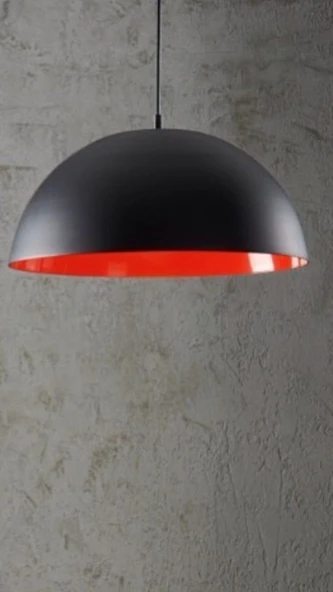 RİOLİGHT PARLAK SİYAH İÇİ KIRMIZI TEKLİ METAL SARKIT ÇAP: 40CM ürün görseli 1