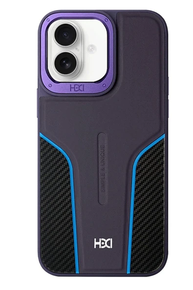 Fuchsia iPhone 16 ile Uyumlu HBC-264 Lambor Karbon Fiber Sport Kapak - Derin Mor ürün görseli 1
