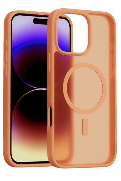 Fuchsia iPhone 16 Pro ile Uyumlu Jota Kablosuz Şarj Özellikli Kapak - Turuncu ürün görseli 1