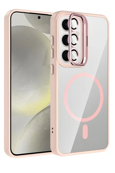 Fuchsia Samsung Galaxy S24 FE ile Uyumlu Remim Lensli Kablosuz Şarj Özellikli Standlı Kapak - Pembe ürün görseli 1