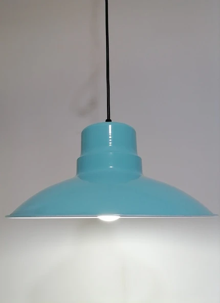 RİOLİGHT RETRO,RUSTİK,MODERN TURKUAZ İÇİ BEYAZ MUTFAK,ODA,CAFE İÇİN METAL SARKIT AVİZE ÇAP:30CM ürün görseli 1