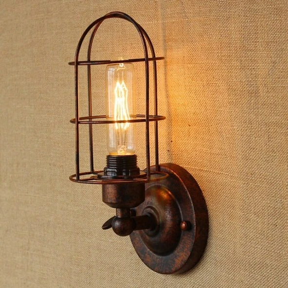 RİOLİGHT RETRO BAKIR ESKİTME MAFSALLI KAFES METAL DUVAR APLİK ürün görseli 1