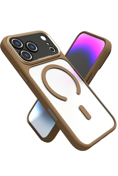 Fuchsia iPhone 17 Pro ile Uyumlu Hazar Kablosuz Şarj Özellikli Kapak - Gold ürün görseli 1