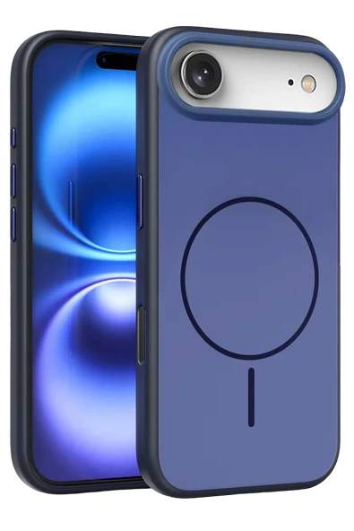 Fuchsia iPhone 17 Air ile Uyumlu Neva Kablosuz Şarj Özellikli Kapak - Lacivert ürün görseli 1