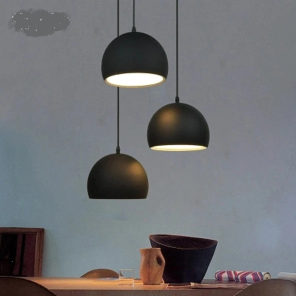 RİOLİGHT RETRO RUSTİK SİYAH İÇİ BEYAZ 3XE27 DUYLU METAL SARKIT AVİZE TABAN ÇAPI:30CM ürün görseli 1