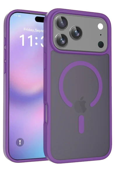 Fuchsia iPhone 17 Pro ile Uyumlu Jota Kablosuz Şarj Özellikli Kapak - Derin Mor ürün görseli 1