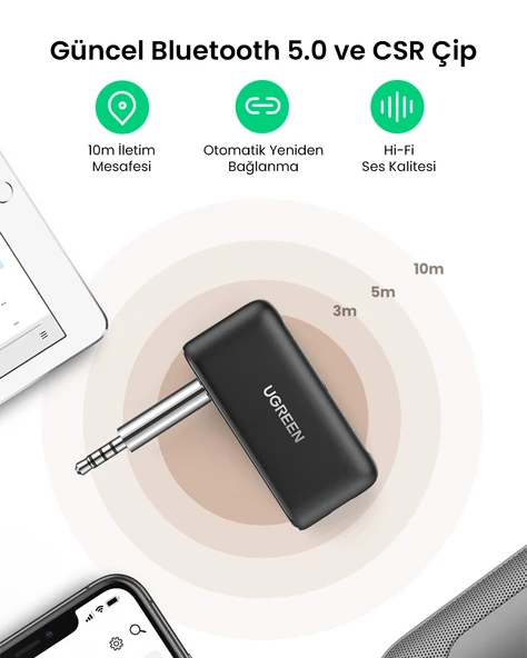 UGREEN Bluetooth 5.0 Ses Alıcı Adaptör, 70303 - Resim 3