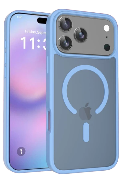 Fuchsia iPhone 17 Pro ile Uyumlu Jota Kablosuz Şarj Özellikli Kapak - Açık Mavi ürün görseli 1