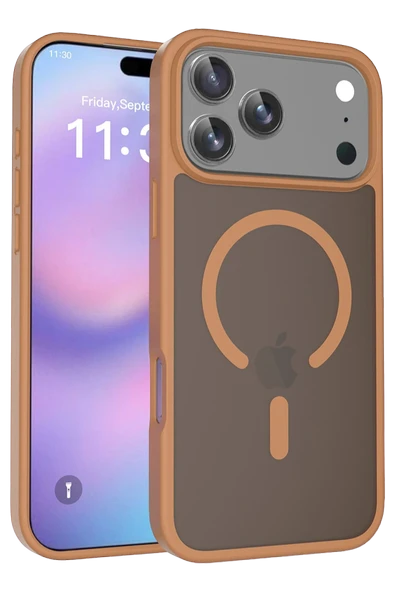 Fuchsia iPhone 17 Pro Max ile Uyumlu Jota Kablosuz Şarj Özellikli Kapak - Çöl Titanyum ürün görseli 1