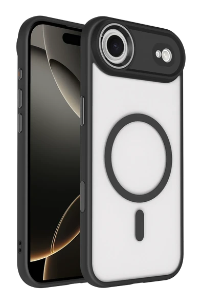 Fuchsia iPhone 17 Air ile Uyumlu Terea Kablosuz Şarj Özellikli Kapak - Siyah ürün görseli 1