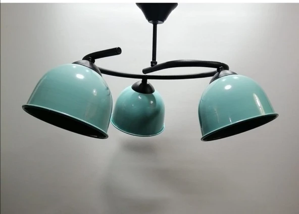 RİOLİGHT MODERN ÜÇLÜ TURKUAZ BAŞLIK METAL SARKIT AVİZE ürün görseli 1