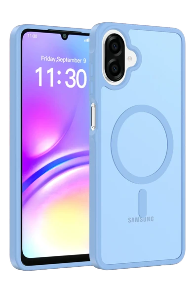 Fuchsia Samsung Galaxy A07 ile Uyumlu Jota Kablosuz Şarj Özellikli Kapak - Açık Mavi ürün görseli 1