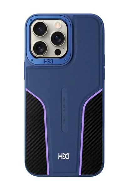 Fuchsia iPhone 15 Pro ile Uyumlu HBC-264 Lambor Karbon Fiber Sport Kapak - Lacivert ürün görseli 1