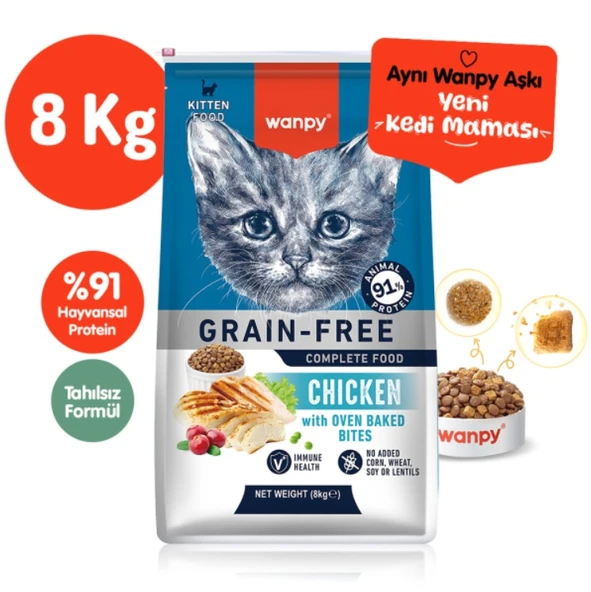 Wanpy Tahılsız Kitten Tavuklu Yavru Kedi Maması 8 Kg ürün görseli 1