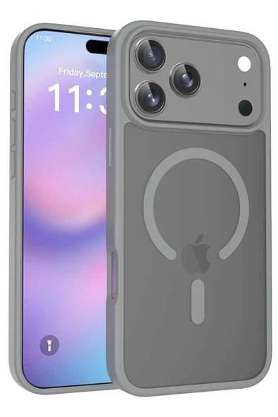 Fuchsia iPhone 17 Pro Max ile Uyumlu Jota Kablosuz Şarj Özellikli Kapak - Titan Gri ürün görseli 1