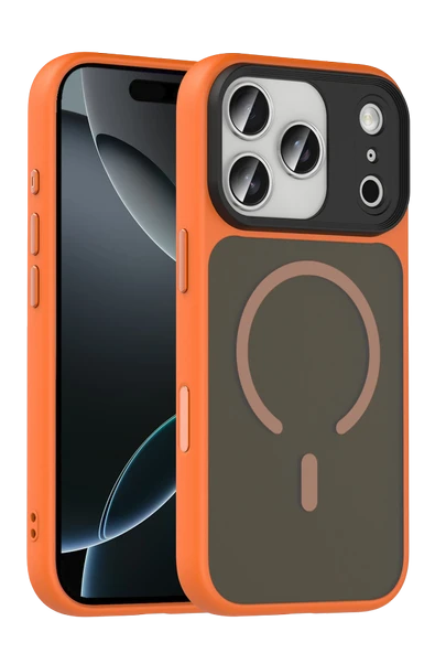 Fuchsia iPhone 17 Pro ile Uyumlu Megane Kablosuz Şarj Özellikli Kapak - Turuncu ürün görseli 1