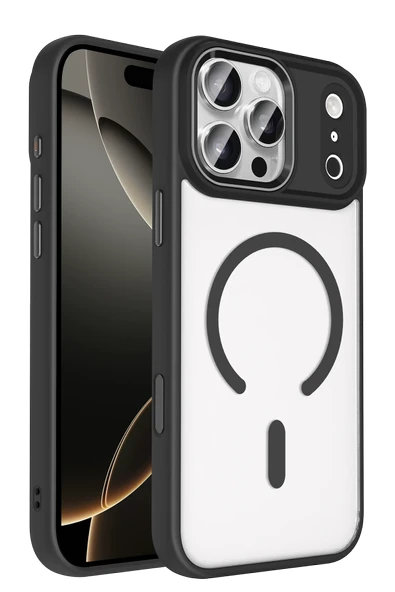 Fuchsia iPhone 17 Pro ile Uyumlu Terea Kablosuz Şarj Özellikli Kapak - Siyah ürün görseli 1