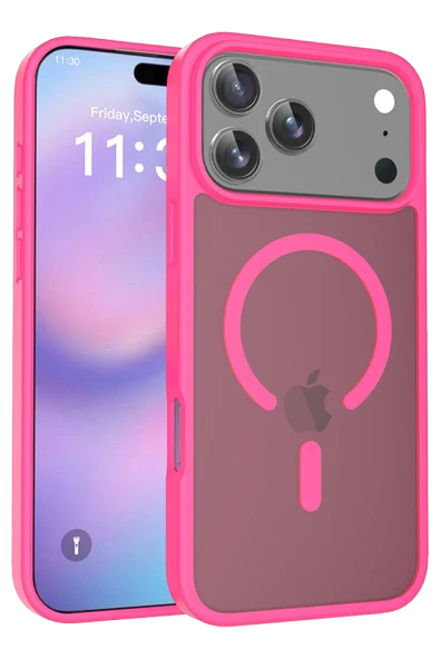 Fuchsia iPhone 17 Pro ile Uyumlu Jota Kablosuz Şarj Özellikli Kapak - Rose ürün görseli 1