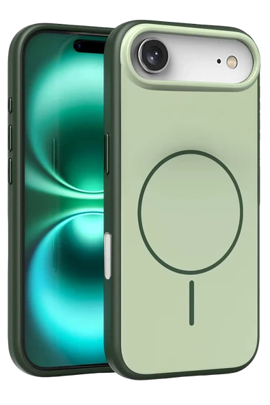 Fuchsia iPhone 17 Air ile Uyumlu Neva Kablosuz Şarj Özellikli Kapak - Koyu Yeşil ürün görseli 1