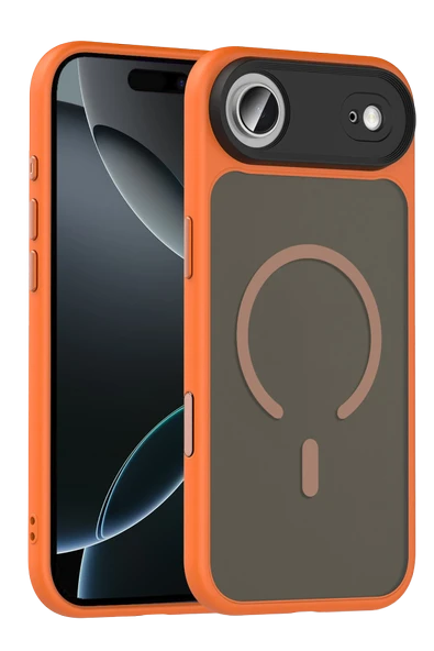 Fuchsia iPhone 17 Air ile Uyumlu Megane Kablosuz Şarj Özellikli Kapak - Turuncu ürün görseli 1