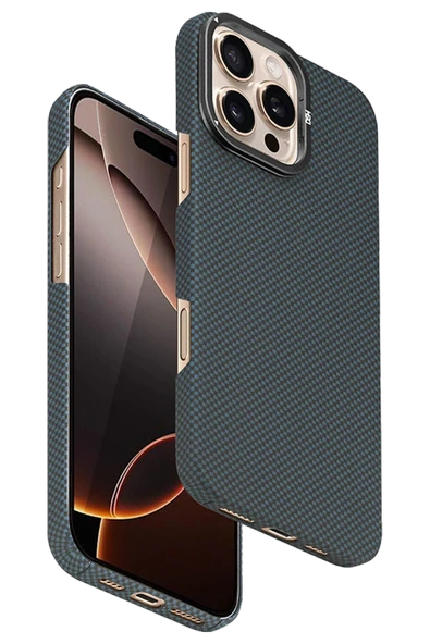 Fuchsia iPhone 16 Pro ile Uyumlu Blaze 1000D Kevlar Kablosuz Şarj Özellikli Kılıf - Mavi ürün görseli 1