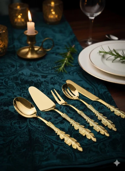 Ersan Home Tüy Model Gold 5Li Pasta Sunum ve Servis Seti ürün görseli 1