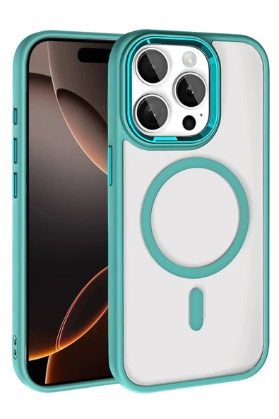 Fuchsia iPhone 15 Pro Max ile Uyumlu Terea Kablosuz Şarj Özellikli Kapak - Yeşil ürün görseli 1