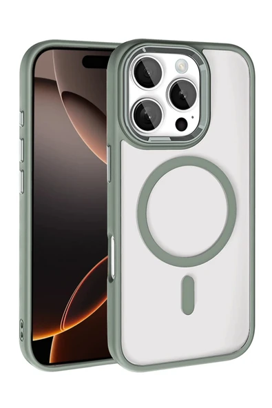 Fuchsia iPhone 16 Pro Max ile Uyumlu Terea Kablosuz Şarj Özellikli Kapak - Titan Gri ürün görseli 1