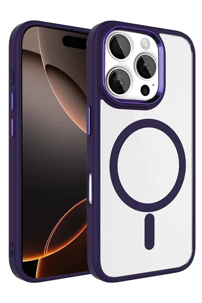 Fuchsia iPhone 16 Pro Max ile Uyumlu Terea Kablosuz Şarj Özellikli Kapak - Derin Mor ürün görseli 1
