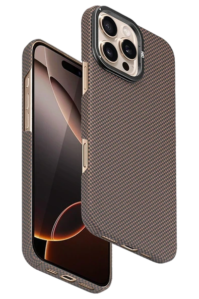 Fuchsia iPhone 16 Pro ile Uyumlu Blaze 1000D Kevlar Kablosuz Şarj Özellikli Kılıf - Gold ürün görseli 1