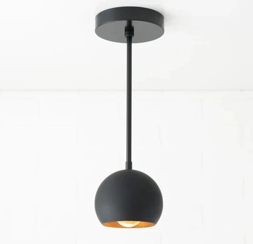 RİOLİGHT MODERN SİYAH İÇİ GOLD TEKLİ KÜRE METAL SARKIT AVİZE TABAN ÇAPI:10CM KÜRE ÇAPI:15CM ürün görseli 1