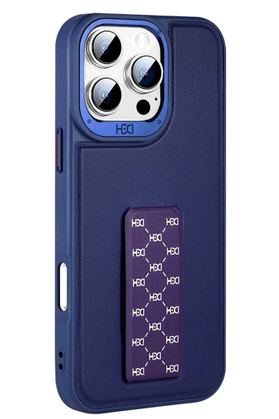 Fuchsia iPhone 14 Pro Max ile Uyumlu HBC-265 Madrid Kablosuz Şarj Özellikli Standlı Kapak - Lacivert ürün görseli 1