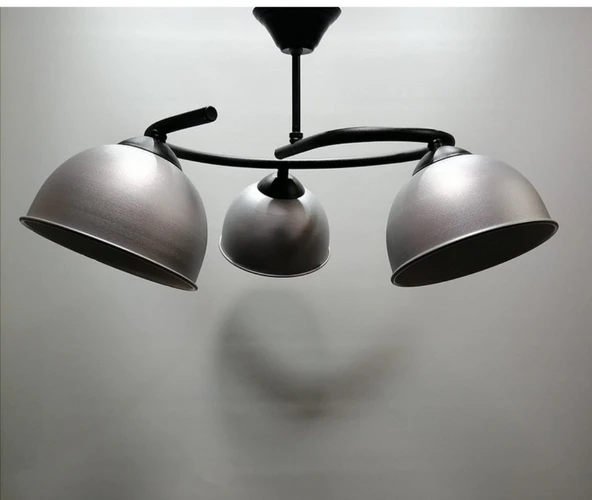 RİOLİGHT MODERN ÜÇLÜ GRİ BAŞLIK METAL SARKIT AVİZE ürün görseli 1