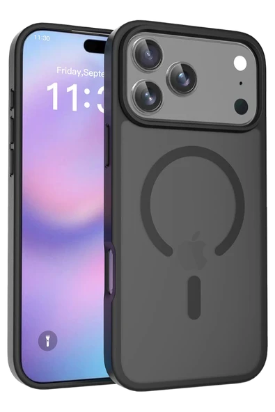 Fuchsia iPhone 17 Pro ile Uyumlu Jota Kablosuz Şarj Özellikli Kapak - Siyah ürün görseli 1