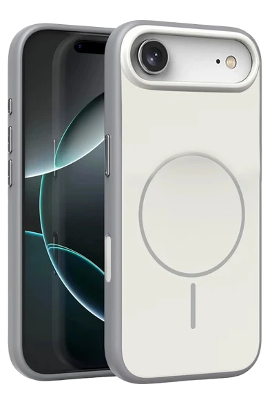 Fuchsia iPhone 17 Air ile Uyumlu Neva Kablosuz Şarj Özellikli Kapak - Gri ürün görseli 1