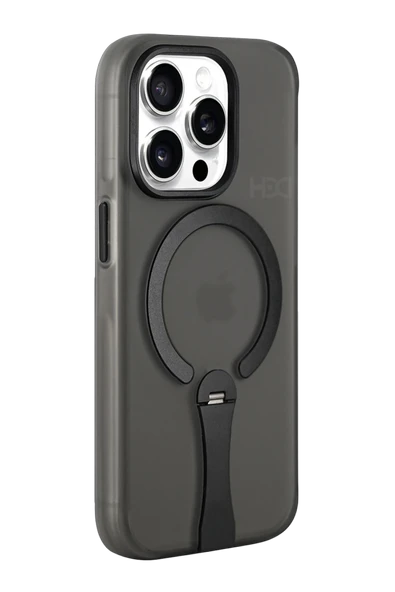 Fuchsia iPhone 15 Pro Max ile Uyumlu HBC-354 Kunlun Standlı Kablosuz Şarj Özellikli Kapak - Siyah ürün görseli 1