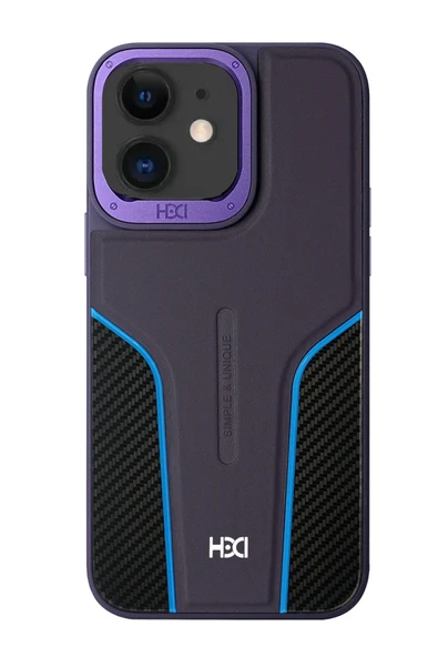 Fuchsia iPhone 11 ile Uyumlu HBC-264 Lambor Karbon Fiber Sport Kapak - Derin Mor ürün görseli 1
