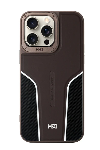 Fuchsia iPhone 15 Pro Max ile Uyumlu HBC-264 Lambor Karbon Fiber Sport Kapak - Titan Gri ürün görseli 1