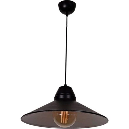 RİOLİGHT RETRO SİYAH İÇİ SİYAH TEKLİ METAL SARKIT AVİZE ÇAP: 35CM ürün görseli 1