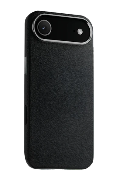 Fuchsia iPhone 17 Air ile Uyumlu Wonder Deri Kablosuz Şarj Özellikli Kapak - Siyah ürün görseli 1