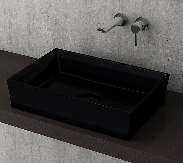 Bocchi Vessel Tezgah üstü Lavabo 56x38 cm Parlak Siyah 1172-005-0125 ürün görseli 1