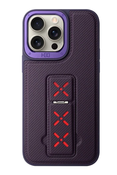 Fuchsia iPhone 15 Pro ile Uyumlu HBC-248 Lima Standlı Kapak - Derin Mor ürün görseli 1