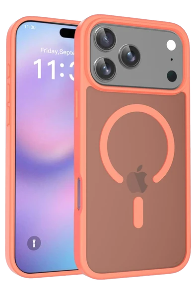 Fuchsia iPhone 17 Pro ile Uyumlu Jota Kablosuz Şarj Özellikli Kapak - Turuncu ürün görseli 1