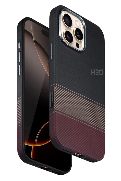 Fuchsia iPhone 16 Pro Max ile Uyumlu HBC-377 Kevlar Slim Kablosuz Şarj Özellikli Kapak - Siyah ürün görseli 1