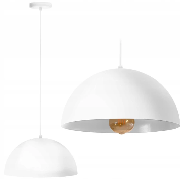 RİOLİGHT MODERN BEYAZ İÇİ BEYAZ 1XE27 DUYLU TEKLİ METAL SARKIT AVİZE ÇAP:30CM ürün görseli 1