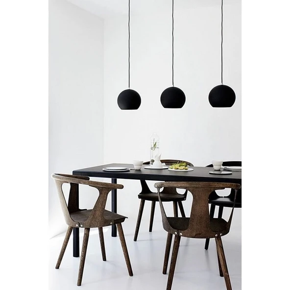RİOLİGHT MODERN SİYAH İÇİ SİYAH KÜRE 3XE27 DUY MASA ÜSTÜ SARKIT METAL AVİZE TABAN UZUNLUĞU:60CM ürün görseli 1