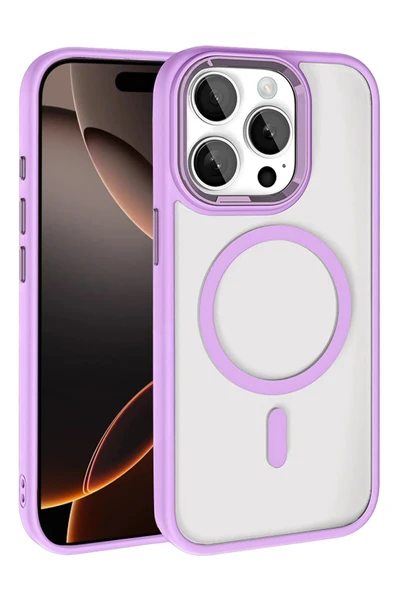 Fuchsia iPhone 15 Pro Max ile Uyumlu Terea Kablosuz Şarj Özellikli Kapak - Lila ürün görseli 1